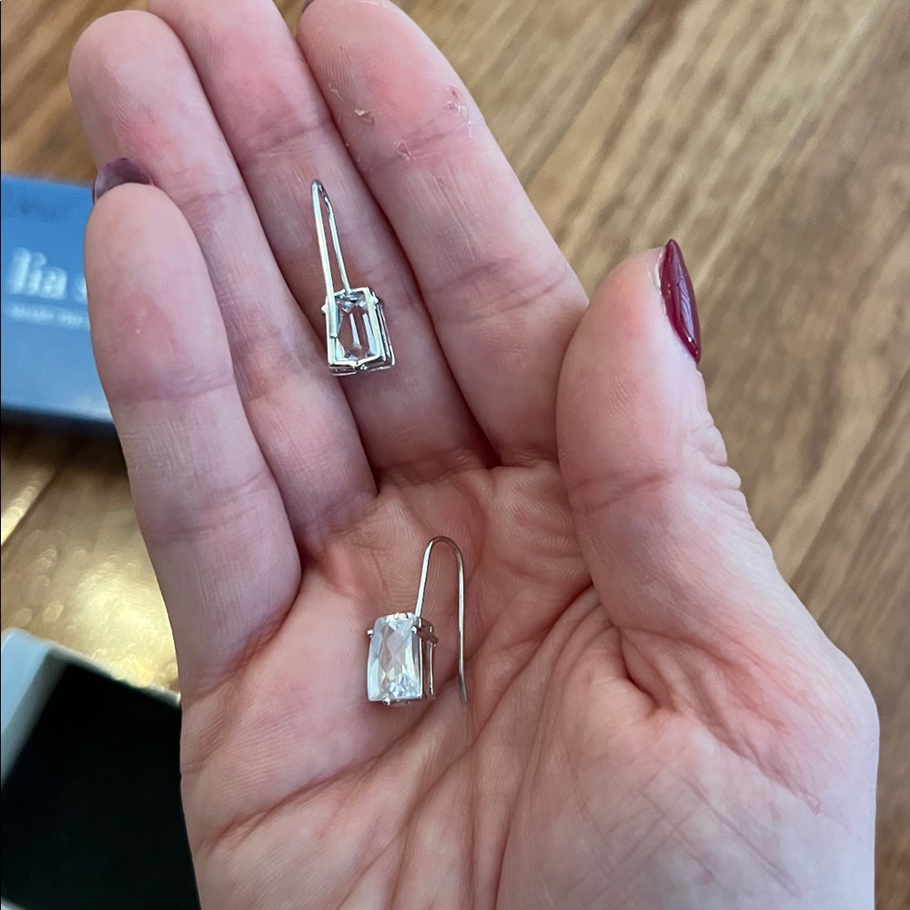 Lia Sophia Silver Square Drop Dangle Earrings - Picture 4 of 5